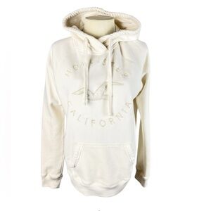 Hollister hoodie womens size M cream color gold stitching fleece bird logo